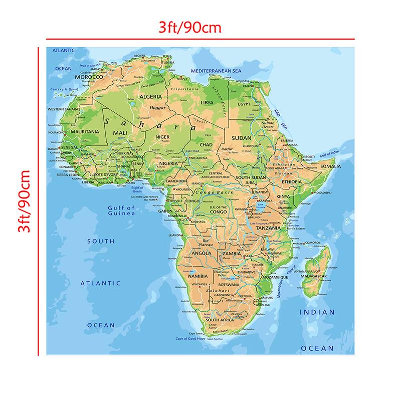 Французская карта-фон-Африканский континент-Топографическая карта страны,Настенный декор,Географический инструмент,Инструменты для туризма
