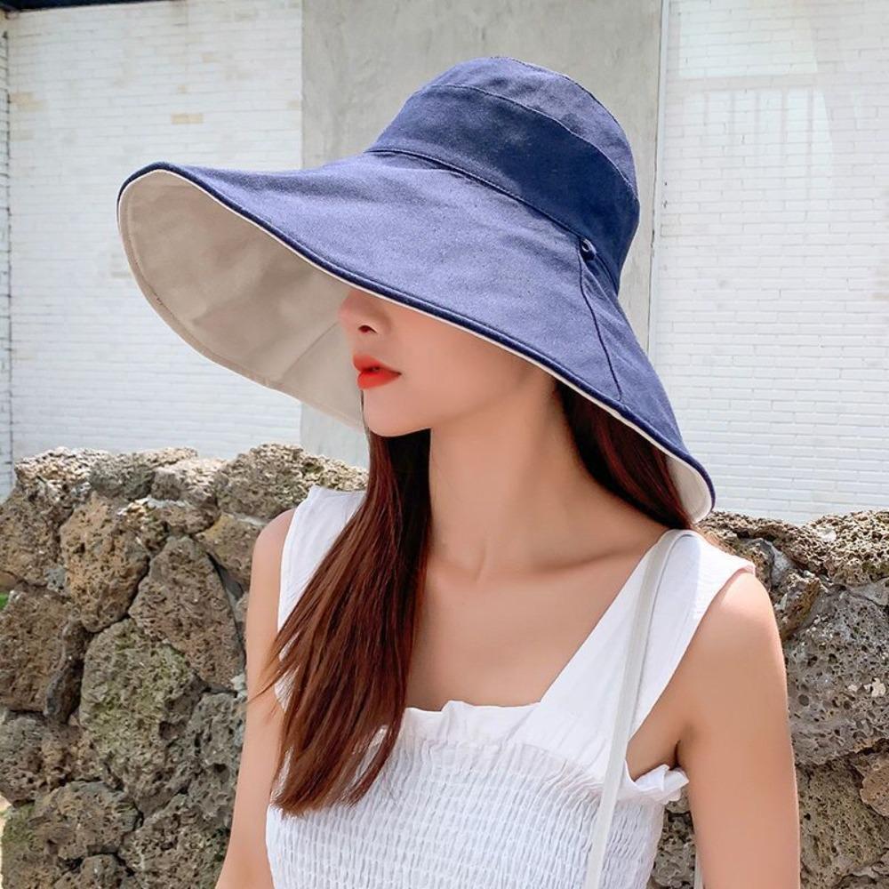 UV Protection Sunscreen Sun Hat Solid Color Hiking Bucket Hat Fashion Women Fisherman Hat Ladies