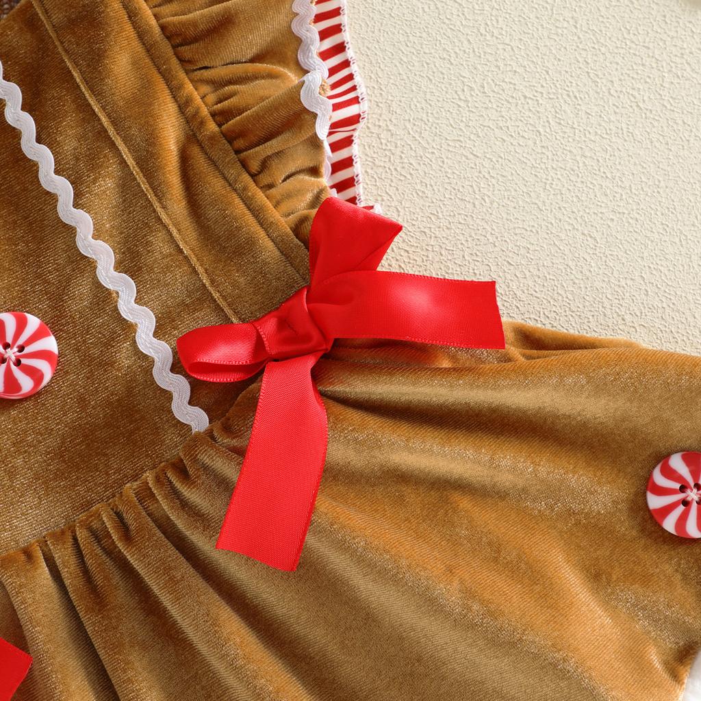 Citgeett Summer Christmas Infant Baby Girl Outfit Fly Sleeve Furry Bodysuit Overalls Hairband Casual Daily Xmas Clothes