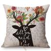 Hand-Painted Letter Animals Poster Design Sofa Throw Pillow Case Dachshund Deer Office Decoration Linen Square Car Cushion Cover