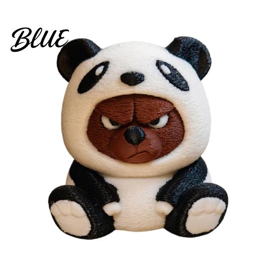 Panda Bear Decor 3D Printed Figurine, Cute Angry Statue, Small Detailed Costume Ornament Animal Sculpture for Shelf, Car Dashboard, Home Office