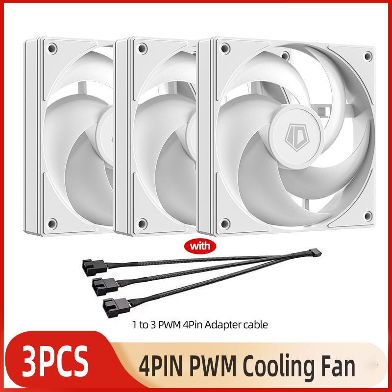 ID-COOLING AS-120 Computer Case Fan 120mm 4PIN PWM Fan Low Noise Cooling Fan Applicable to 360mm Water Cooler&CPU Air Cooler