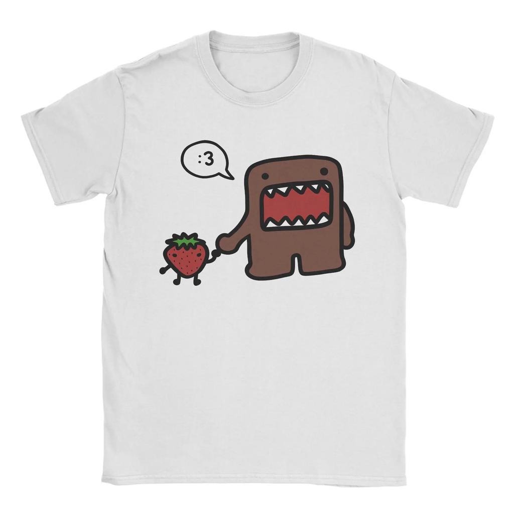 Уличная футболка Domo Kun Хлопковые футболки Хипстерская футболка для мужчин Пляжная Y2K Базовая принтованная одежда с коротким рукавом