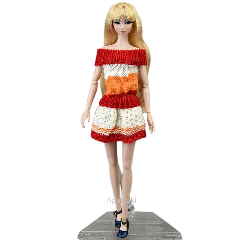 Вязаный вручную свитер ручной работы для куклы Барби, наряды, платье, 1/6, аксессуары для кукол, игрушки для детей, подарок