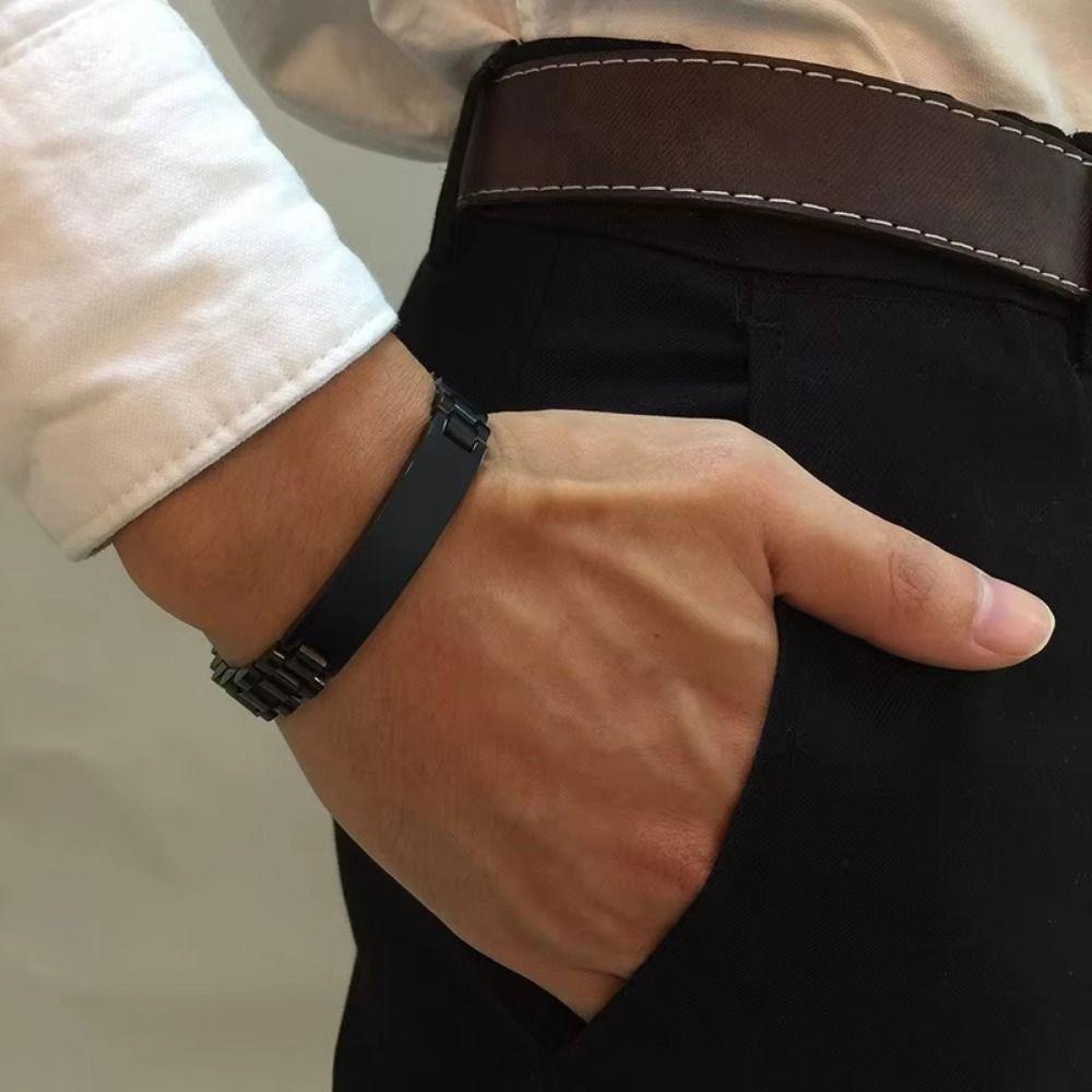 10MM -15MM Personalized Engraving Bracelet Stainless Steel Wrist Bangle for Men Outdoor