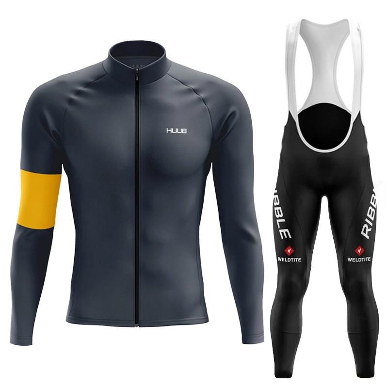 HUUB Mens Long Sleeve Cycling Suit Milk Fabric Breathable Quick Dry Road Mountain Bike Wear