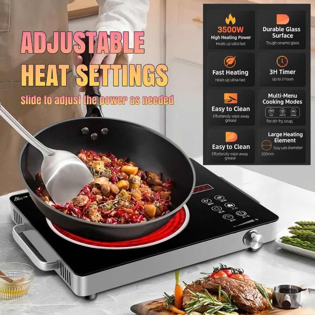 3500 Вт Инфракрасная керамическая плита Быстрый нагрев Без ЭМ-излучения Совместима со всей посудой Сенсорная ручка