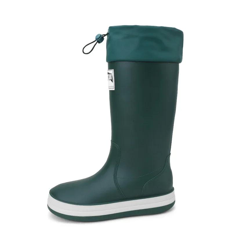 Модные мужские резиновые сапоги из бархата с высокой посадкой, рабочая обувь для мытья автомобиля, дождевые сапоги, модные износостойкие нескользящие водные сапоги