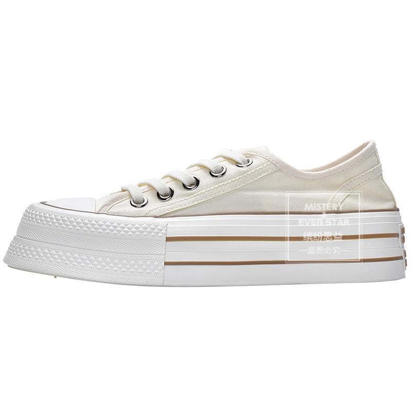 Summer New Round Head Thick Sole Thin Canvas Shoes Women's Breathable Board Shoes 821