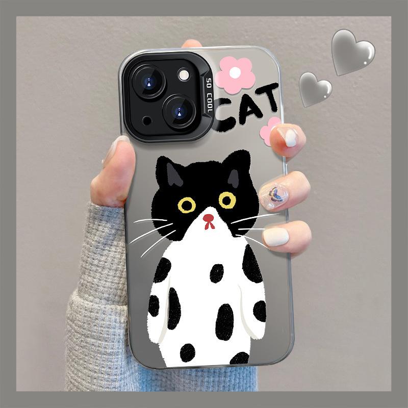 Подходит для Apple 14 Чехол для мобильного телефона Iphone15 Cow Cat Невидимый кронштейн 13 Цвет серебристый матовый 12 Полное покрытие Защита от падения