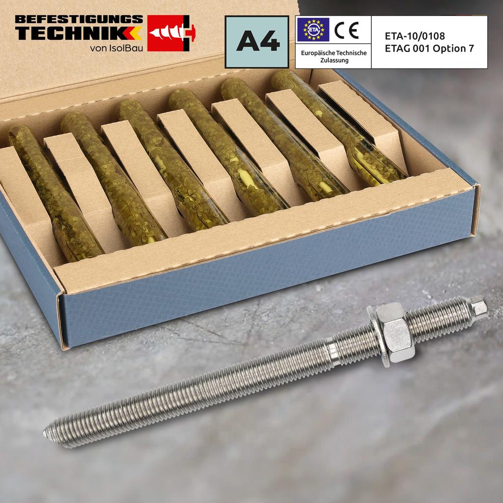 IsolBau Chemical Anchor M16 + Threaded Rod M16 x 190mm A4 10 pcs