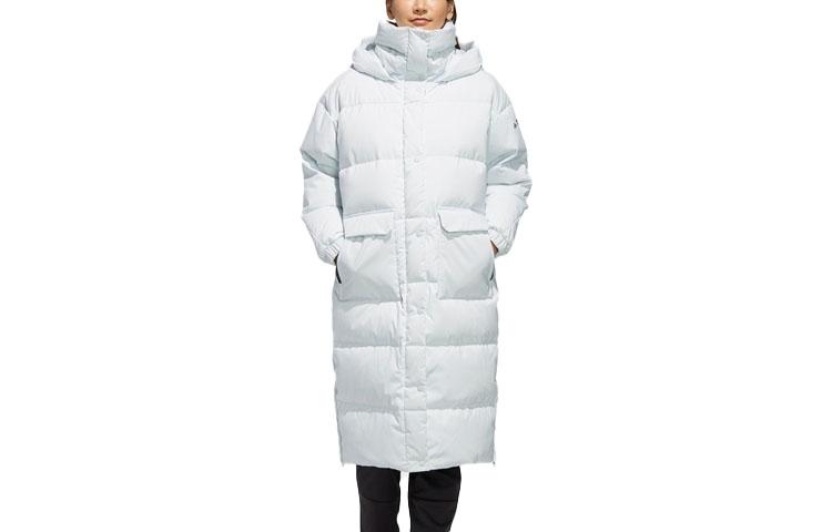 Adidas Down Jackets Women's Light Blue Hooded Moderate Straight Fit EH5025