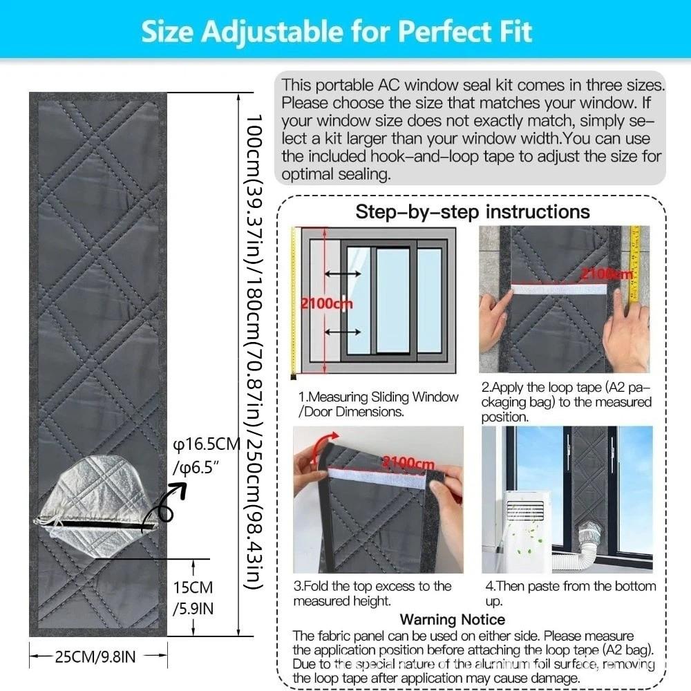 3 Layer Cotton Filled Sliding Window Vent Cloth Insulated Air Conditioner Window Seal Home Comfort