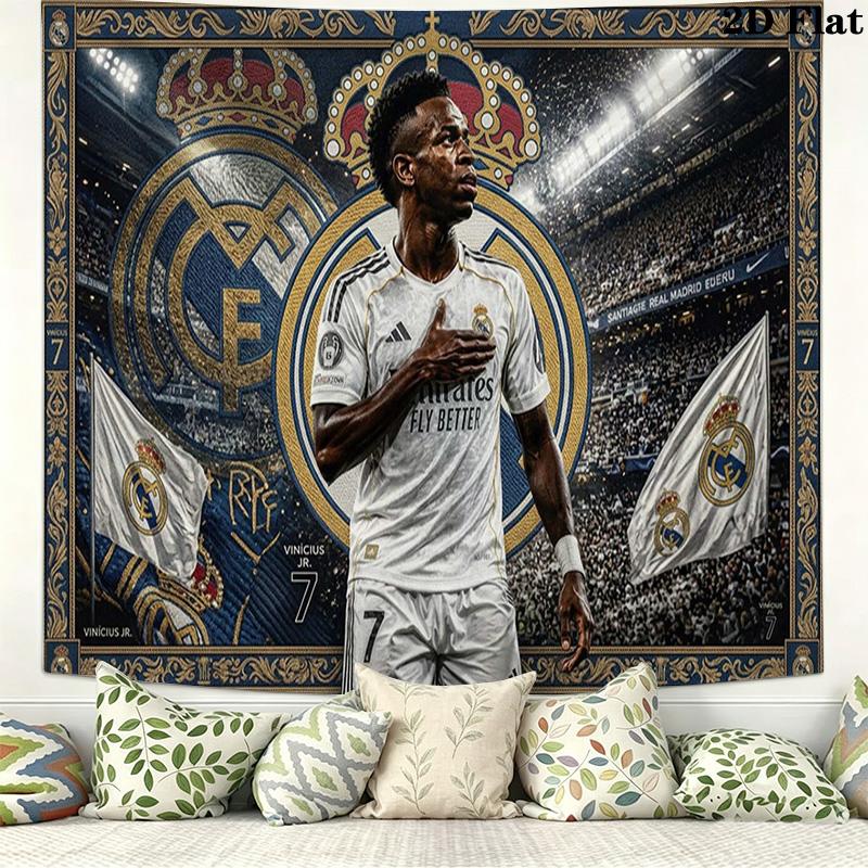 Vinicius Junior Wall Tapestry Aesthetic Wall Hanging Printed Fabric Blanket Decorative Tapestries for Bedroom Living Room Home Decor