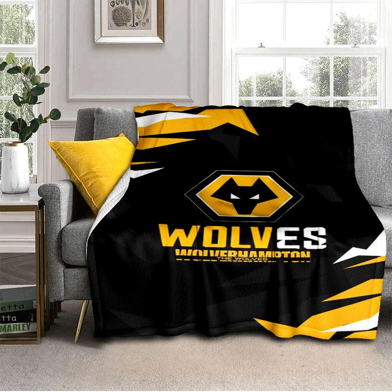 Wolves Football Club Emblem Printed Throws Blanket Soft Flannel Blankets for Couch Bed Gifts for Men Women Picnic blanket Christmas gifts