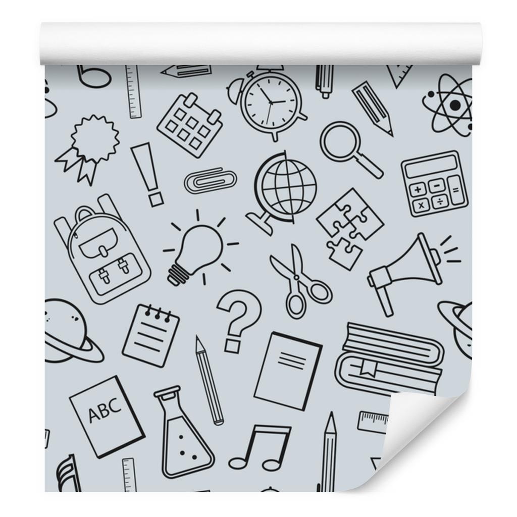 Wallpaper School Supplies Light Gray and Gray 50x1000