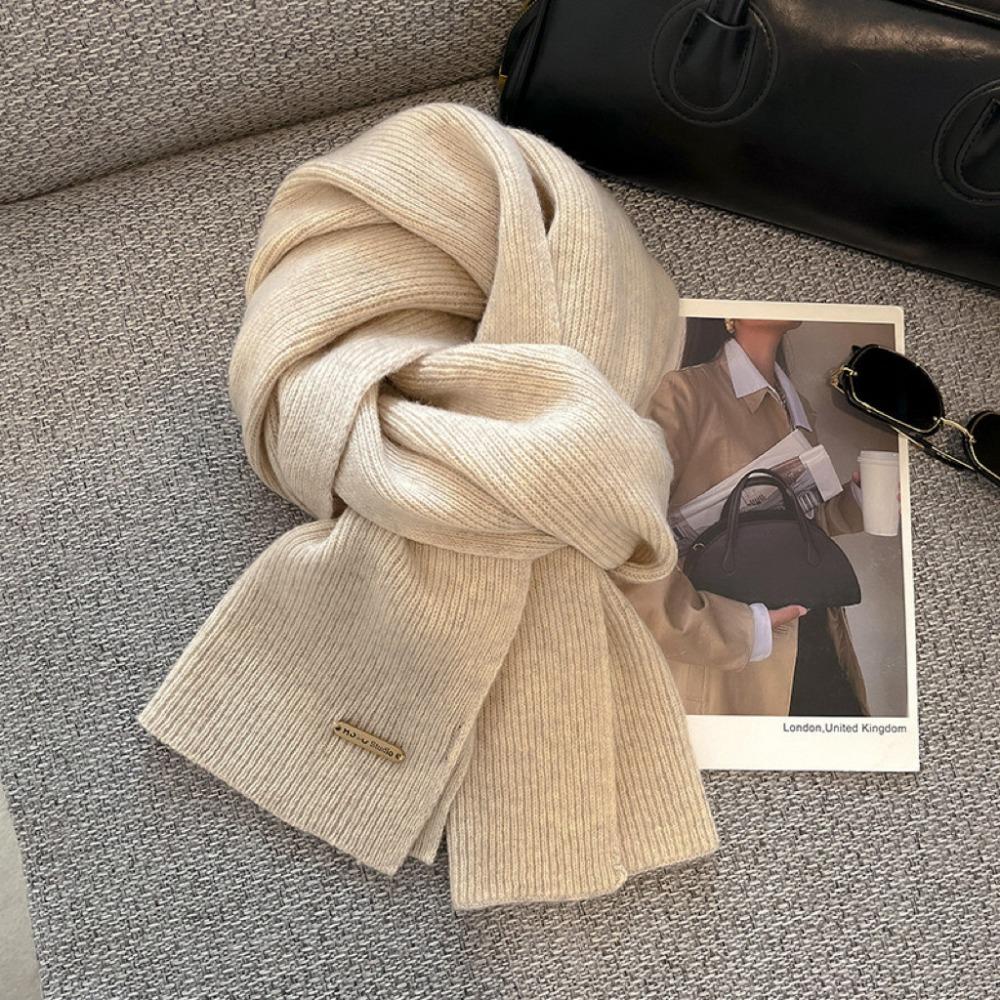 Simple Winter Cashmere Scarf Solid Color Women Scarves Shawl Casual Wool Knitted Scarf Gifts
