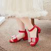 2024 New Kids Girls Sandals Cute Rhinestones Open-toe Breatheable Elegant Children Fashion Mary Janes Cute Hook & Loop Low Heels