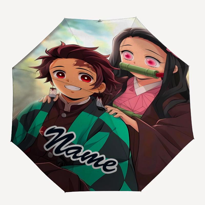Personalized Name Demon Slayer6 Print Umbrella - Automatic Open/Close, Eight-Rib Durable Frame, Automatic Folding Umbrella