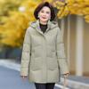 Пуховик для мам, женский, средней длины, большого размера, свободный, для людей среднего и пожилого возраста, однотонный, плотный, зимняя куртка