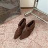 Autumn and winter minimalist fashion square head inner height-increasing short boots women's solid color suede thin fashion boots