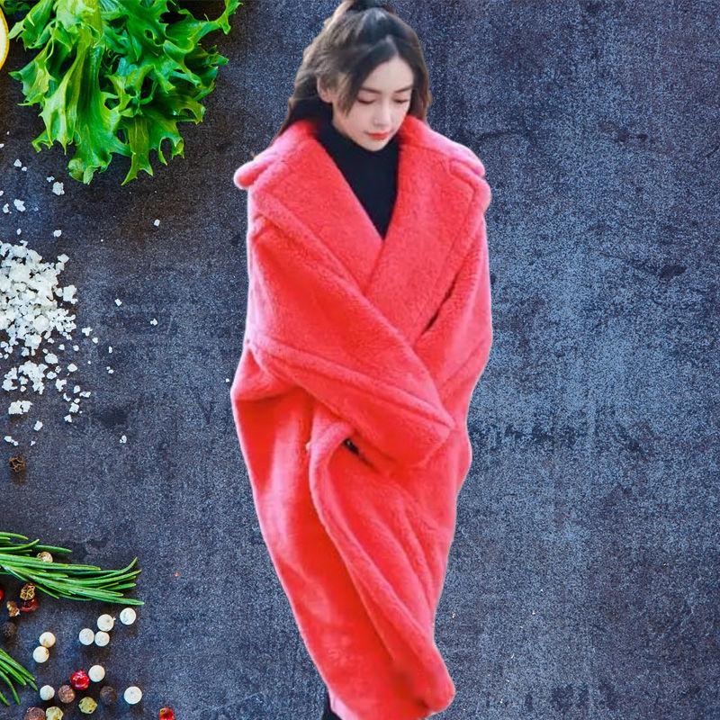 Длинная куртка с плюшевым мишкой, женское зимнее толстое теплое массивное пальто большого размера, массивная верхняя одежда, женские пальто из искусственного меха овчины