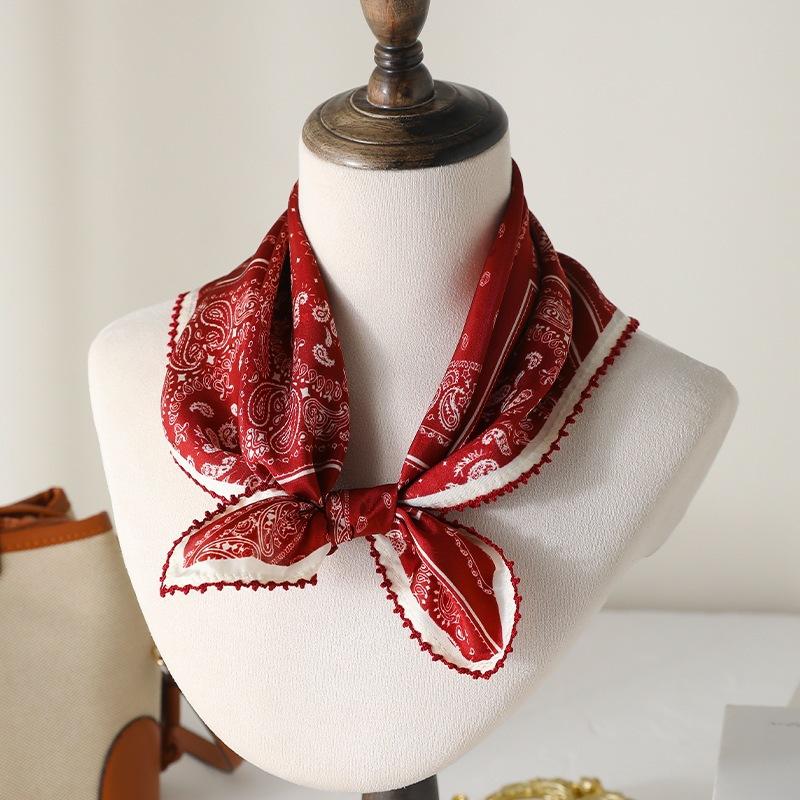 16 mmi jacquard 100% silk cashew flower small square scarf women's retro hotel silk scarf spring and summer versatile neck scarf