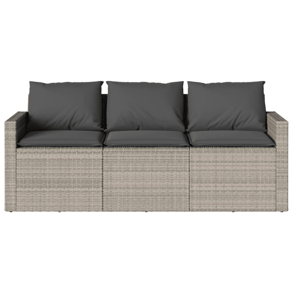 2 Piece Outdoor Dining Set with Cushions Light Grey Poly Rattan