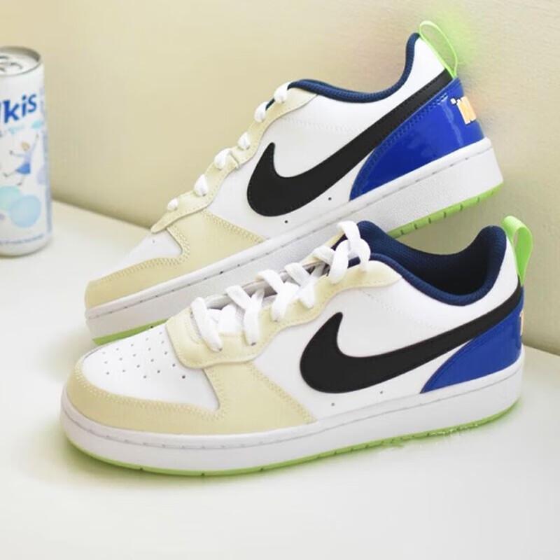 Nike Кроссовки Court Borough Low 2 SE GS Player One Kids белые черные лазерно-оранжевые FB1394-101