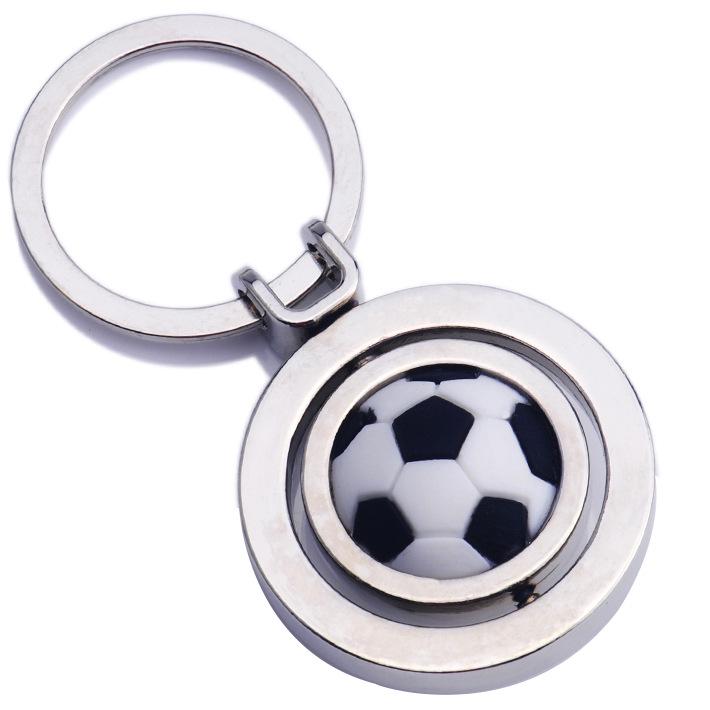Customizable Sports Keychain: Personalized Rotating Basketball, Football, Golf Design with World Cup Commemorative Logo. Perfect for a Unique Gift!