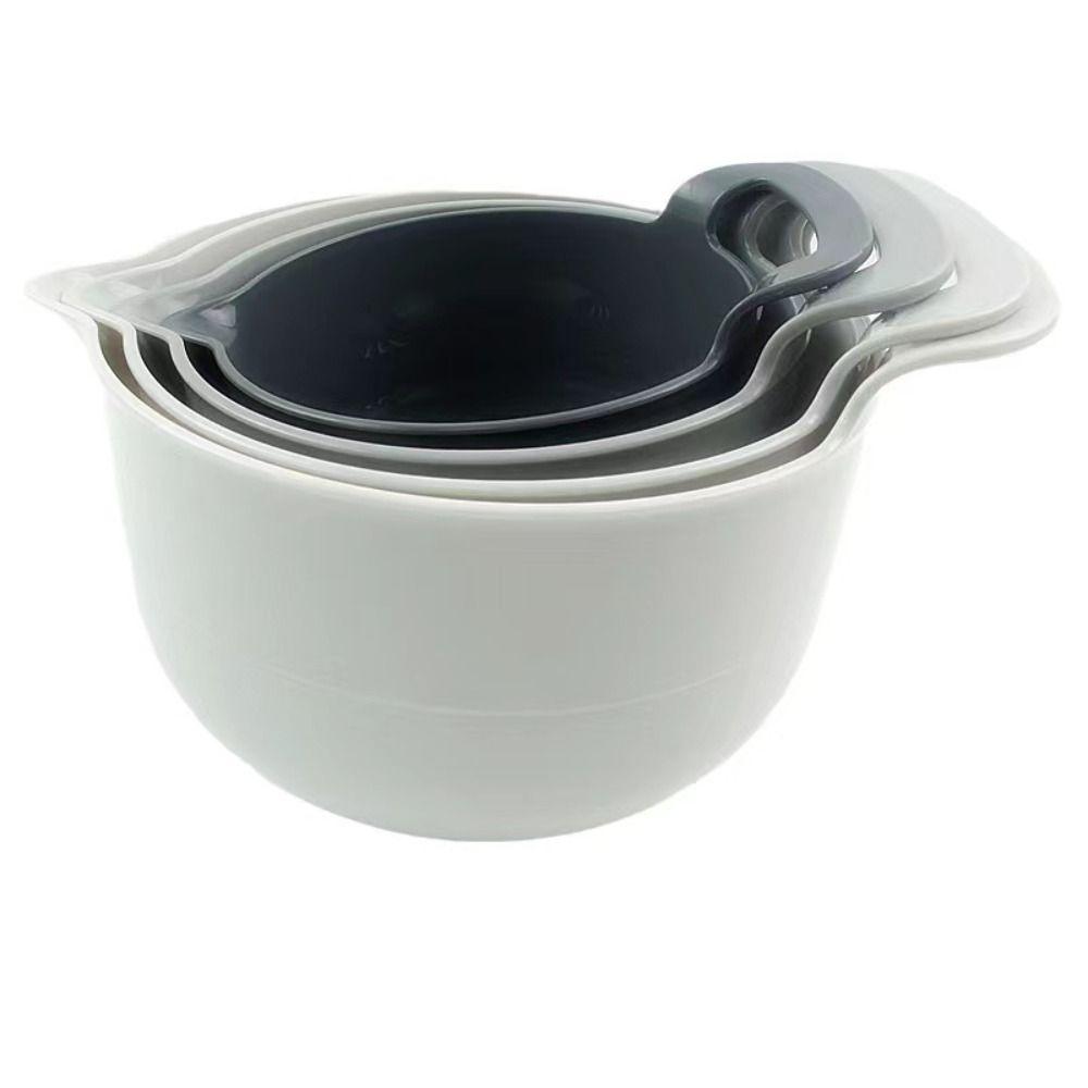 4pcs/set with Pour Spout Mixing Bowl Set with Handle Snacks Basin Salad Bowl Vegetables