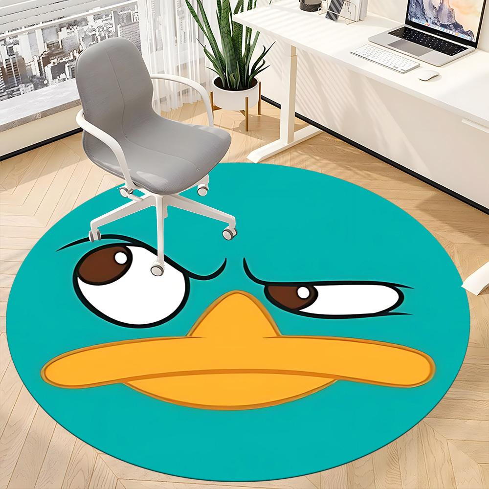 1pc Platypus Office Round Rug, Carpet for Office, Gaming, Lightweight Round Floor Mat yy260205016