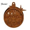 Holiday Atmosphere Hanging Crafts 3D Wooden Light Up Christmas Ornament, Layered House Tree Snowman Exquisite Gift Ornaments Nativity Scene Decoration
