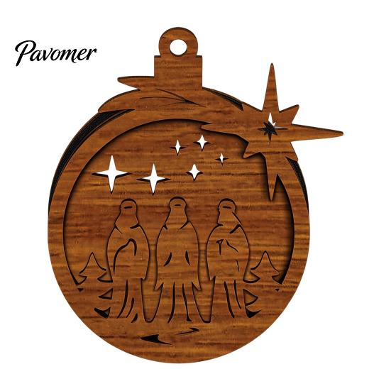 Holiday Atmosphere Hanging Crafts 3D Wooden Light Up Christmas Ornament, Layered House Tree Snowman Exquisite Gift Ornaments Nativity Scene Decoration