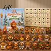 Farmhouse Style Holiday Accents Magic Animal Advent Calendar 24-Day Highland Cow/Cat/Sheep/Red Bird Acrylic Ornament Set Collectible Figures 2D Flat
