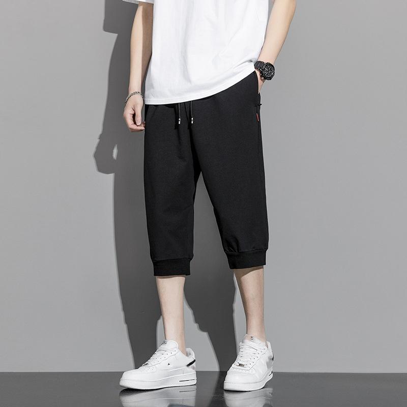 Летние спортивные шорты с карманами на молнии, мужская спортивная одежда, брюки 3/4, дышащие хлопковые прямые бриджи, короткие брюки, большой размер 8XL