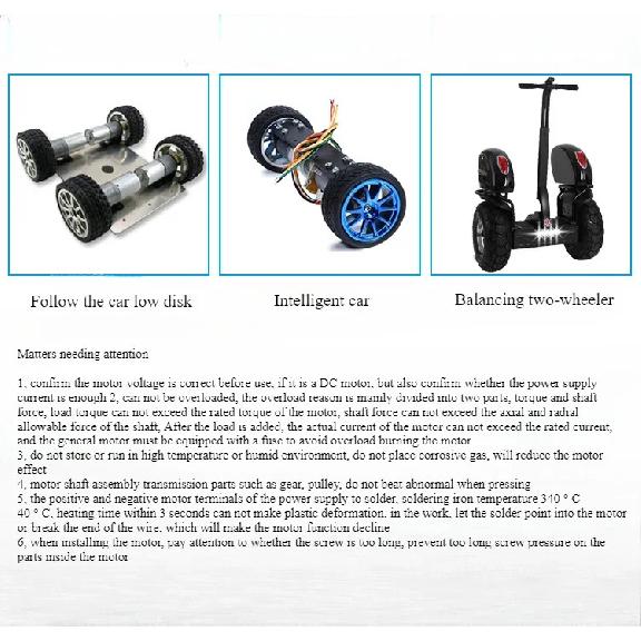 25GA-370 Geared Motor Car Model Special Smart Car Set Motor Bracket Coupling 65MM Wheel 12RPM to 1360 RPM