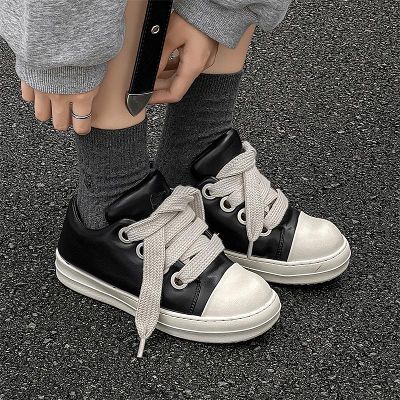 Туфли мужские на толстой подошве низкие туфли на шнуровке корейская версия повседневные кожаные туфли студенческие пары одиночные туфли прилив 6261-M