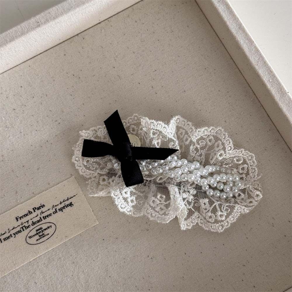 Cloth Lace Flower Hair Clip Pearl Lace Wedding Hair Clip Retro Flower Hair Rope  Wedding Bridal