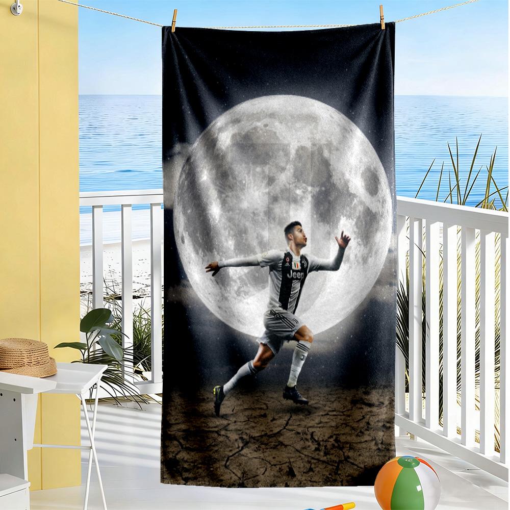 Full Moon Soccer Player Beach Towel Soft Durable Quick-Dry Comfortable Lightweight