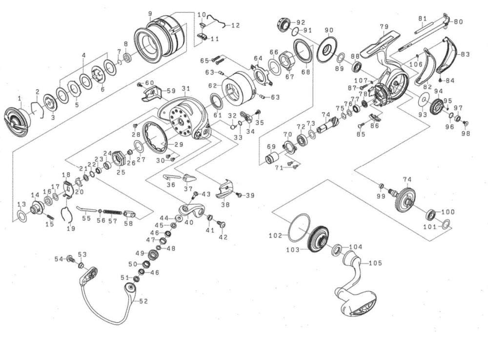 Daiwa Оригинальные детали 19 Сертифицированная ручка Номер детали 105 Код детали 1H2B52 000600511H2B52 LT3000-XH