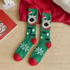 Long Christmas Stocking Snowflake Elk XmasTree Thicken Floor Socks Sleeping Stockings  For Women