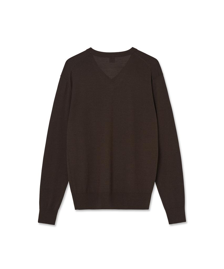 IOLO Silk Blended V-Neck Sweater_Dark Brown