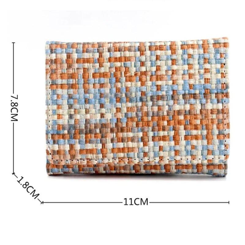 New Fashion Woven Pattern PU Folding Wallet for Women Multifunctional Short Coin Purse Multi-card Slot Card Holder ID Bag