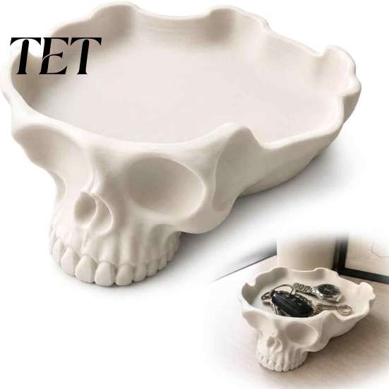 Versatile Living Room Accent Skull Catchall Tray, Vintage Resin Storage Bowl for Keys Rings Jewelry, Gothic Decorative Serving Tray Earrings