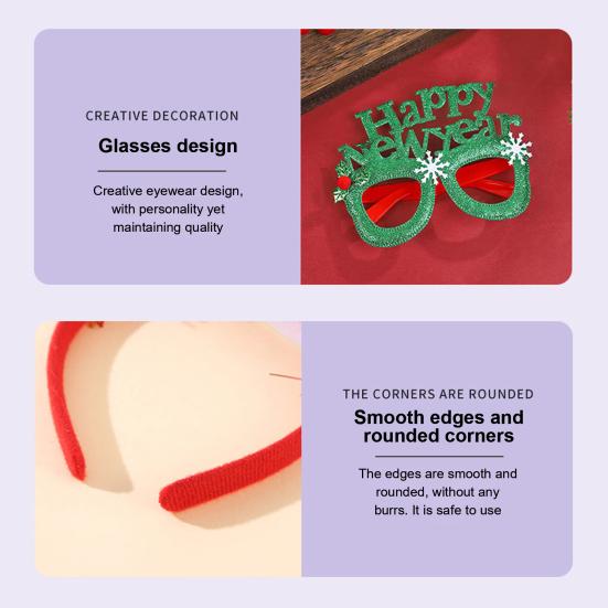 С Новым годом Аксессуар Блестящий 2026 Ободок Блестящие очки для Рождества Вечеринка в канун Нового года Принадлежности