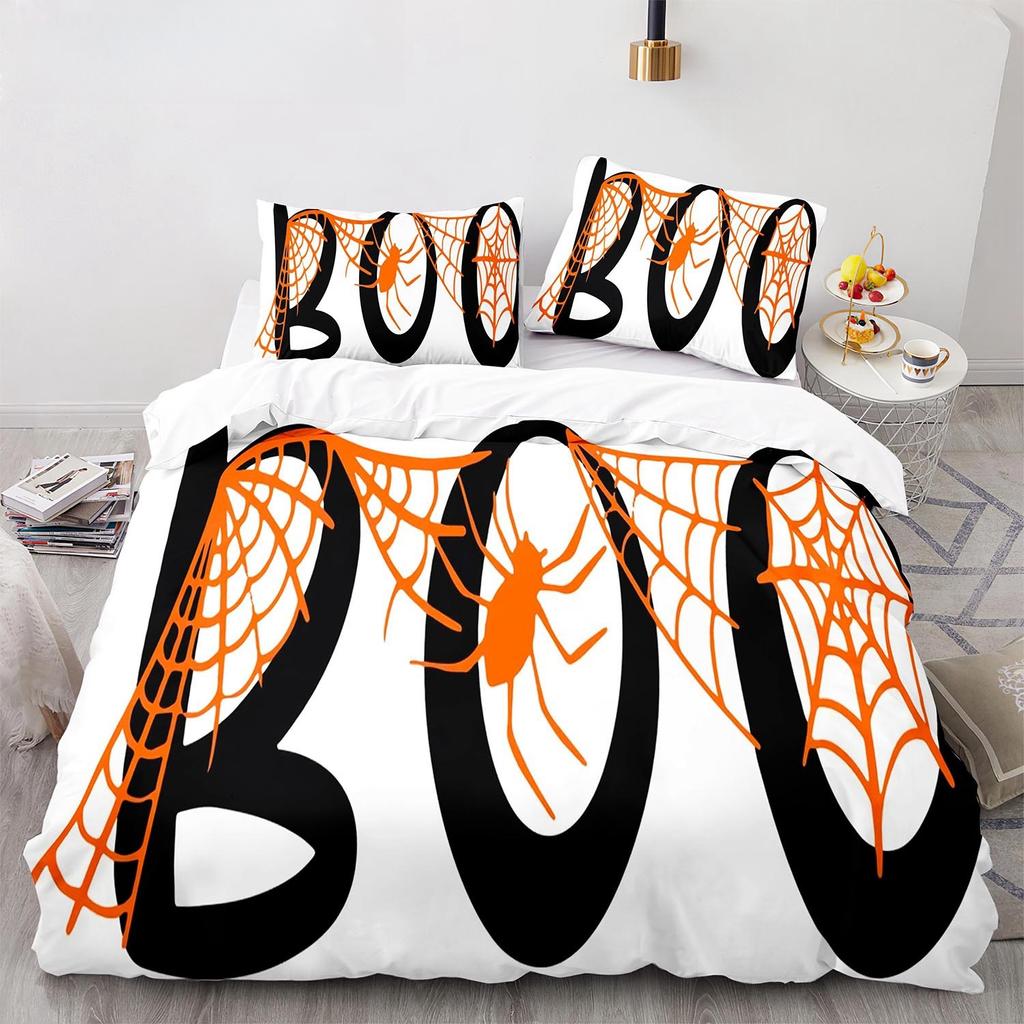 New 3D Print Halloween Boo Cartoon Bedding Set,Duvet Cover Bed Set Quilt Cover Pillowcase,King Queen Twin Size Boys Girls Adults