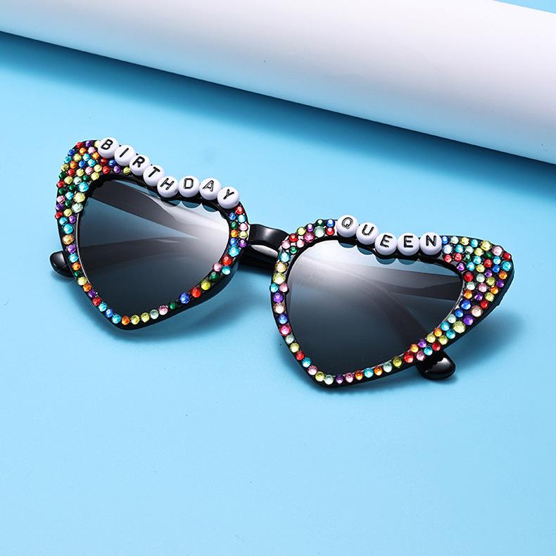 Bridal sunglasses BRIDE fashion rhinestone inlaid bride letters pearl peach heart bachelorette party sunglasses