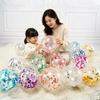 Transparent Sequin Confetti Balloons 20Pcs Multicolor Bright Glitter Decor for Baby First Birthday Gender Reveal Party