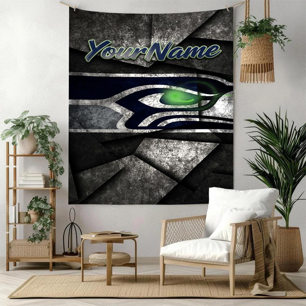 Seattle Seahawks Custom Your Name Wall Decor Tapestry Art For Pet Memorial Birthdaywedding Party Backdrop Family Gift